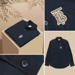 BURBERRY TB-EMBROIDERED COTTON-BLEND SHIRT