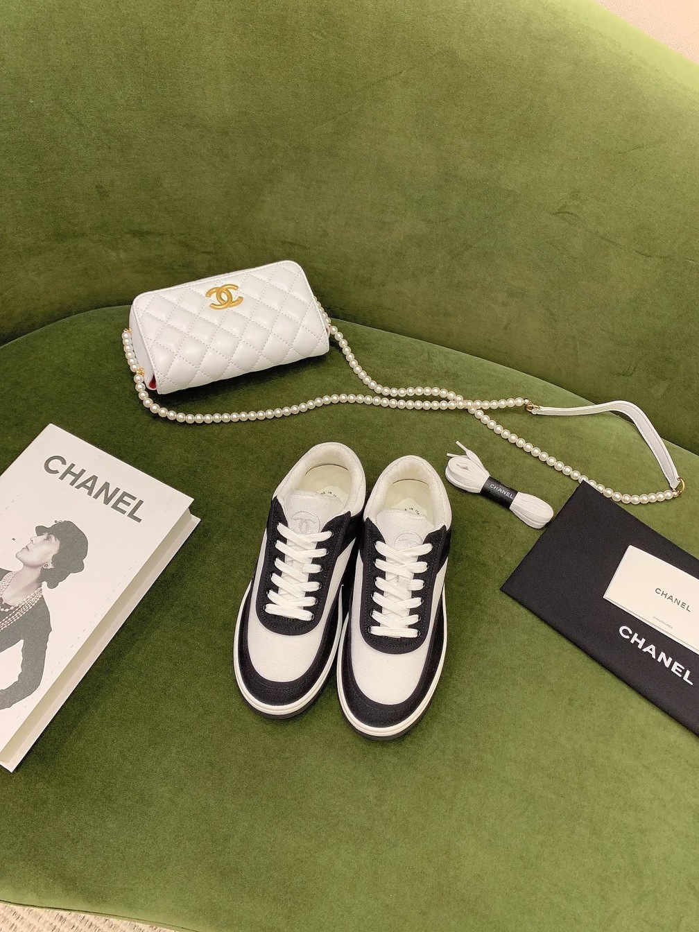 Chanel Women Sneakers Black N White Ss2022