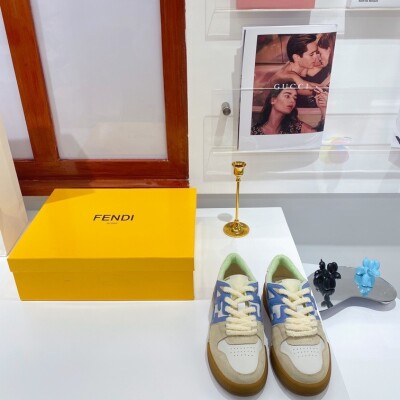 Fendi Sneakers Velvet Blue Beige Ss2022