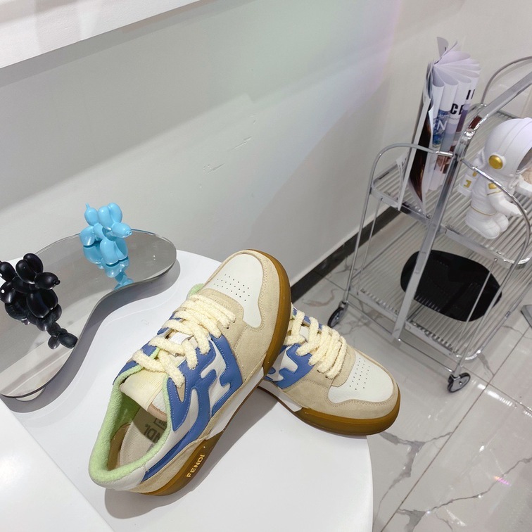 Fendi Sneakers Velvet Blue Beige Ss2022