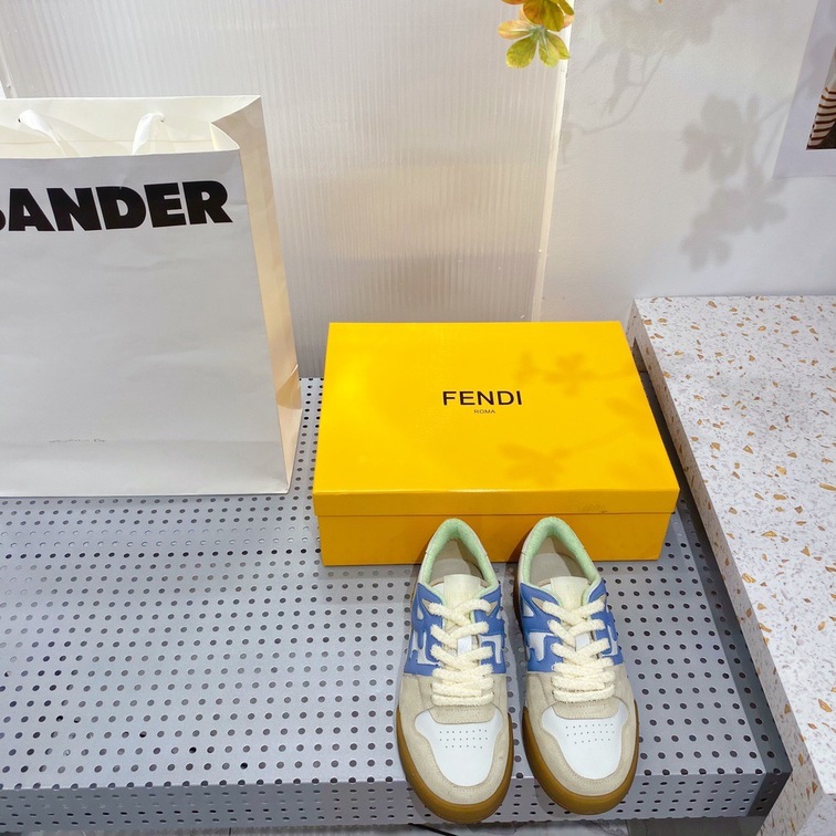 Fendi Sneakers Velvet Blue Beige Ss2022