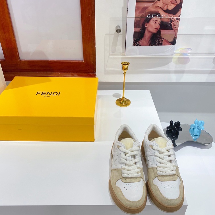 Fendi Sneakers Velvet White Beige Ss2022