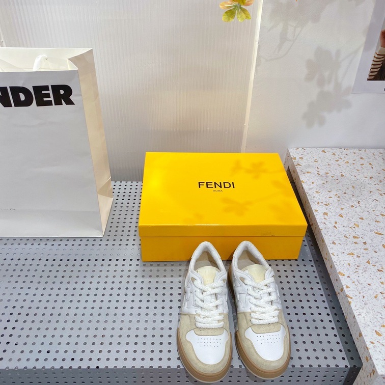 Fendi Sneakers Velvet White Beige Ss2022
