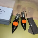 Prada Pump Heels Leather Black Orange Ss2022