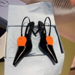 Prada Pump Heels Leather Black Orange Ss2022
