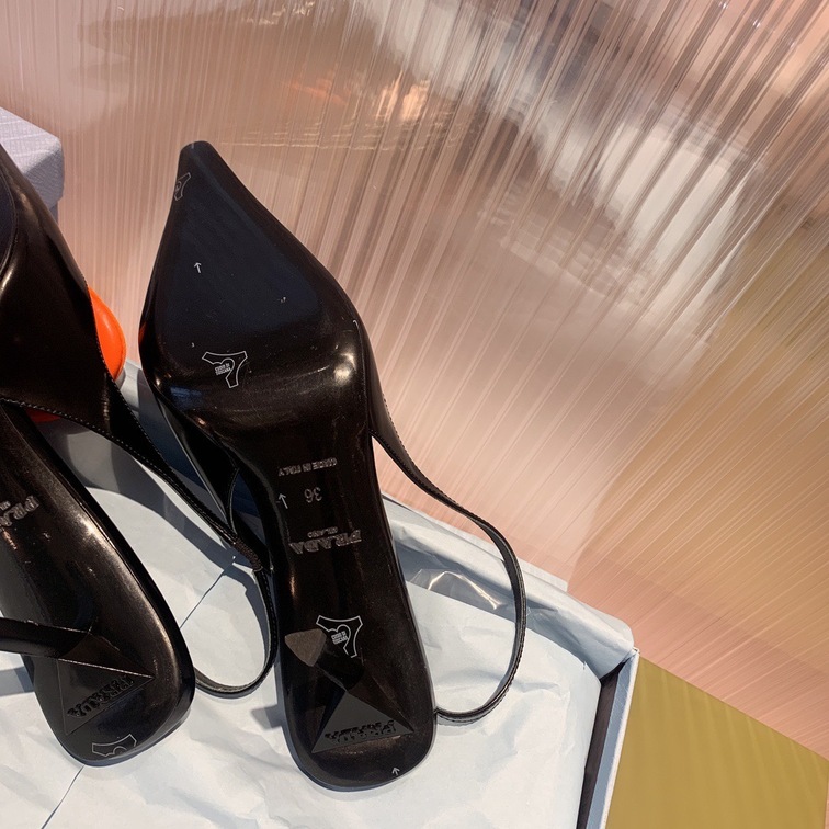 Prada Pump Heels Leather Black Orange Ss2022