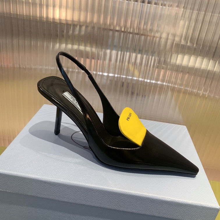 Prada Pump Heels Leather Black Yellow Ss2022