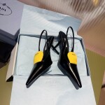 Prada Pump Heels Leather Black Yellow Ss2022