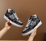 Lv Trainer Black White Denim Sneakers