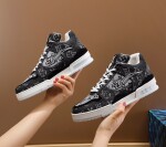 Lv Trainer Black White Denim Sneakers