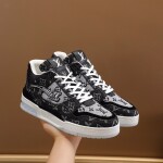 Lv Trainer Black White Denim Sneakers