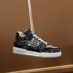 Lv Trainer Black White Denim Sneakers