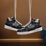 Lv Trainer Black White Denim Sneakers
