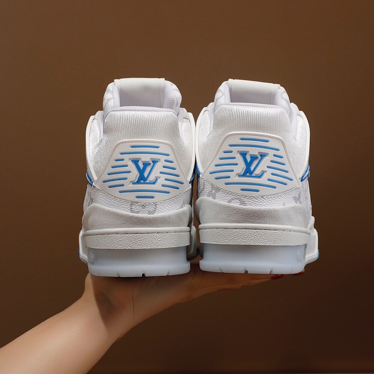 Lv Trainer Blue White Sneakers