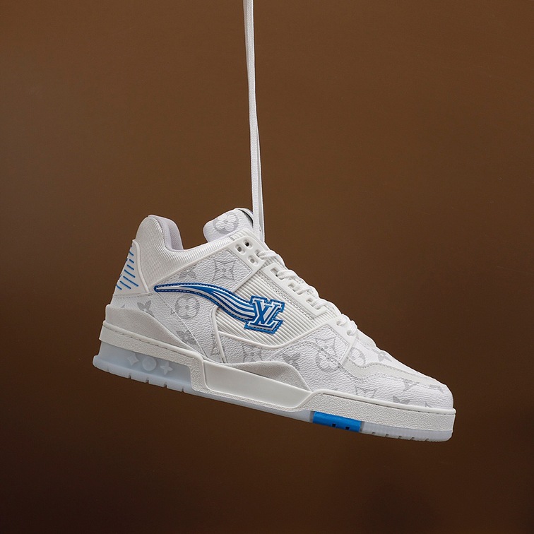 Lv Trainer Blue White Sneakers