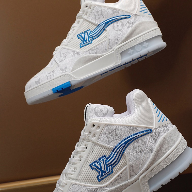 Lv Trainer Blue White Sneakers