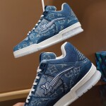 Lv Trainer Denim Sneakers Ss2022