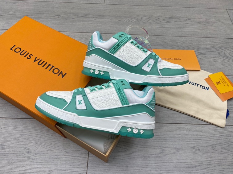 Lv Trainer Green Sneakers