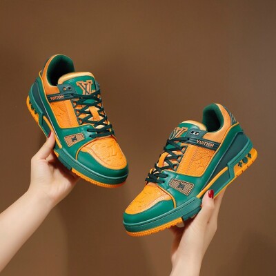 Lv Trainer Orange Green Sneakers