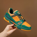 Lv Trainer Orange Green Sneakers