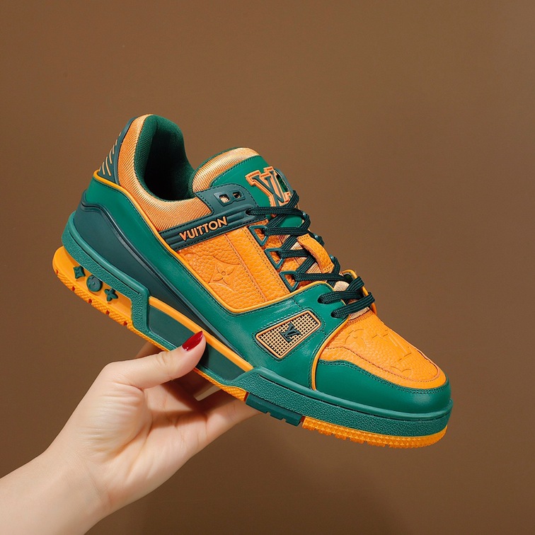 Lv Trainer Orange Green Sneakers
