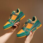 Lv Trainer Orange Green Sneakers