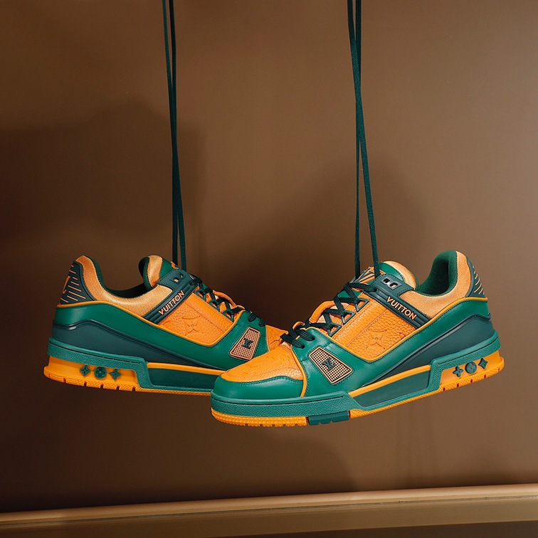 Lv Trainer Orange Green Sneakers
