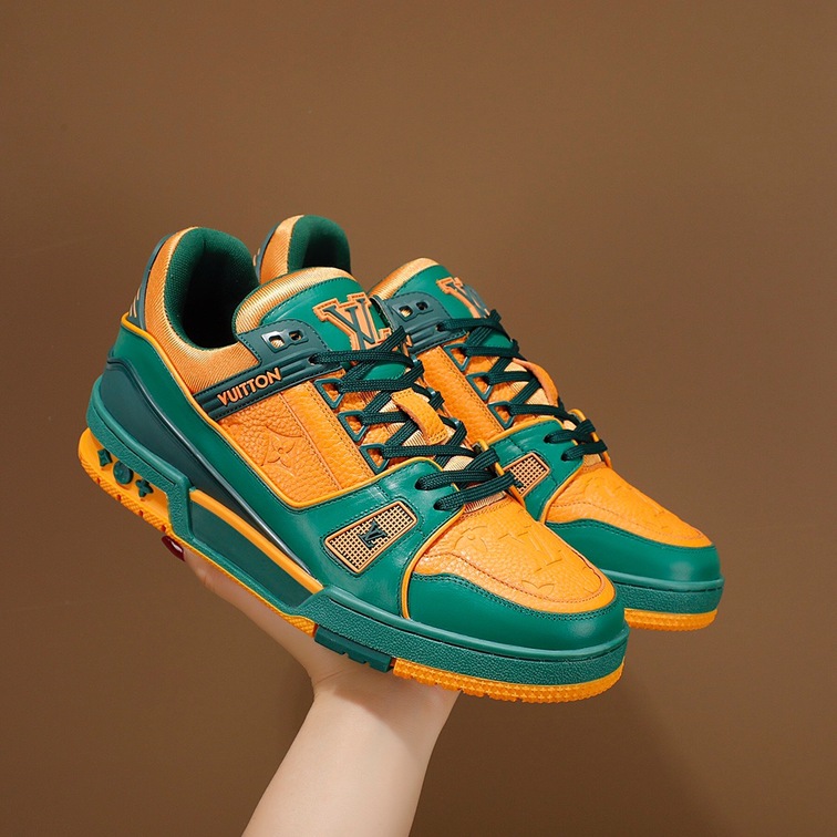 Lv Trainer Orange Green Sneakers