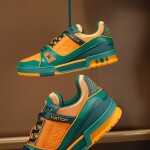 Lv Trainer Orange Green Sneakers
