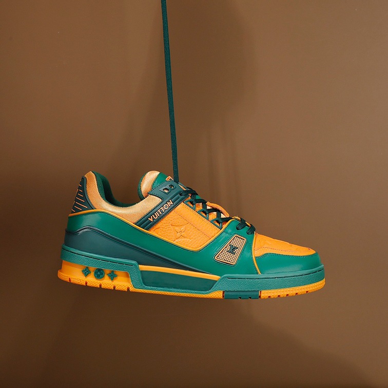 Lv Trainer Orange Green Sneakers