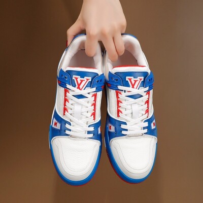 Lv Trainer Red Blue Sneakers