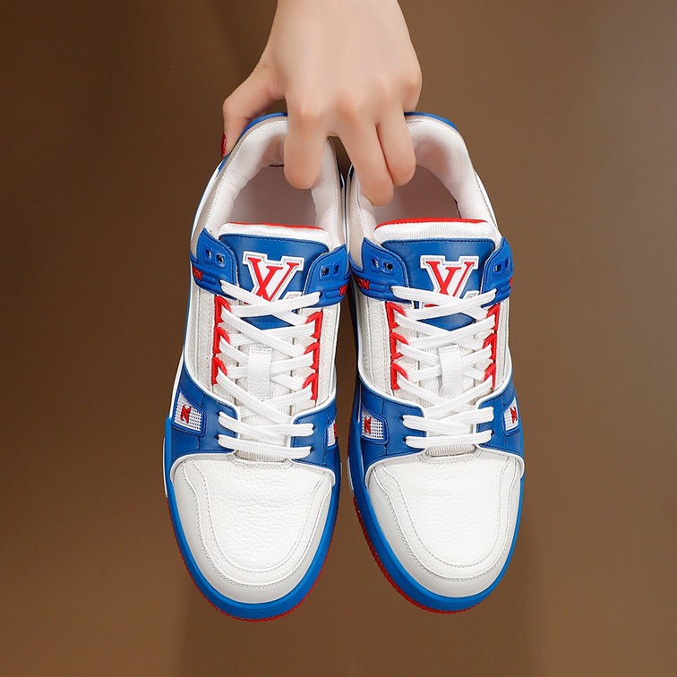 Lv Trainer Red Blue Sneakers