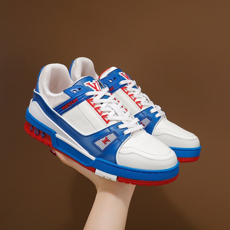 Lv Trainer Red Blue Sneakers
