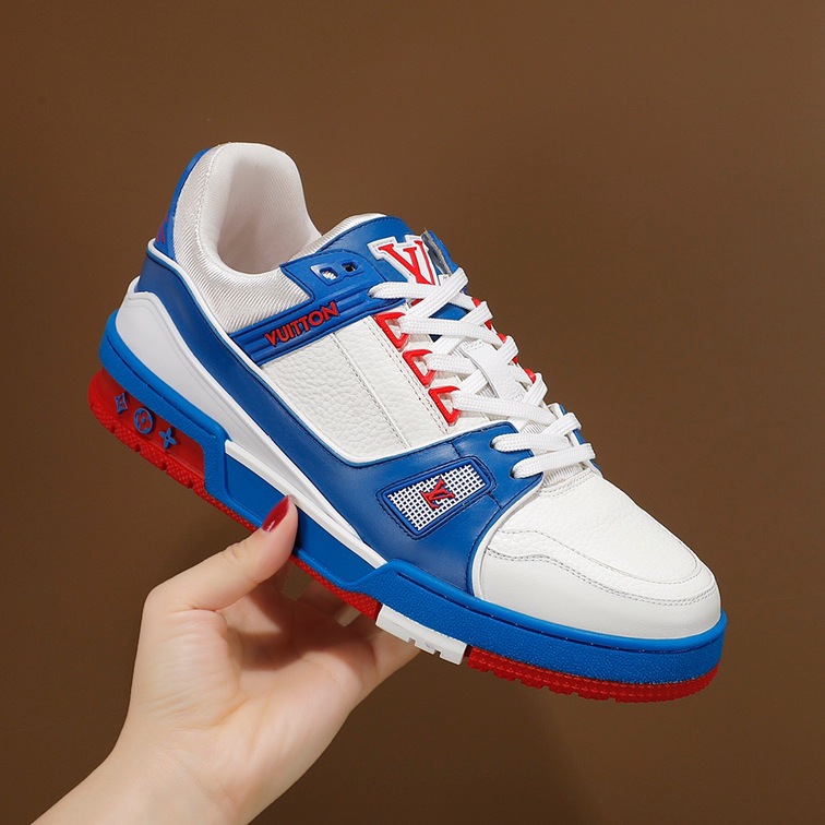 Lv Trainer Red Blue Sneakers