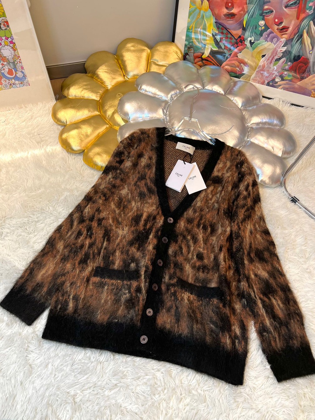 Celine Cardigan Wool Tiger Eyes Ss2022