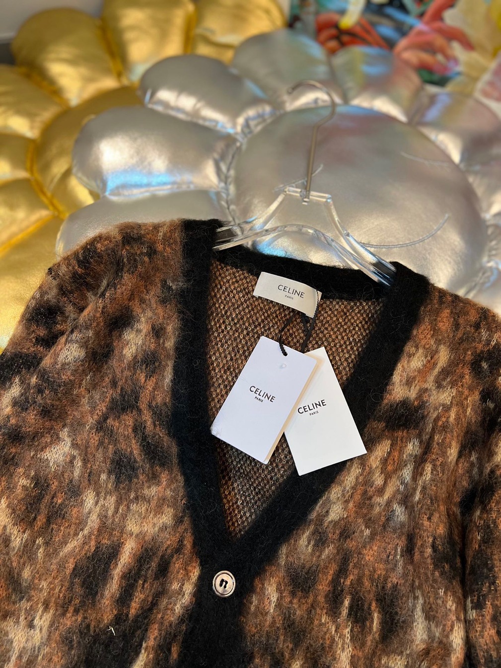 Celine Cardigan Wool Tiger Eyes Ss2022