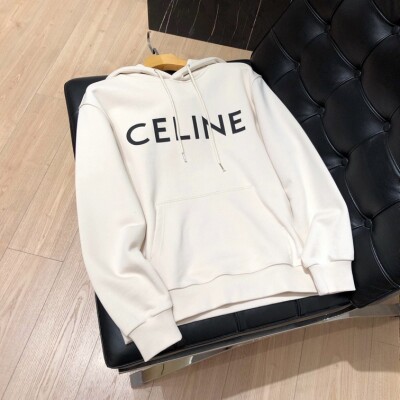 Hoodie Celine Basic Logo White Black Ss2022