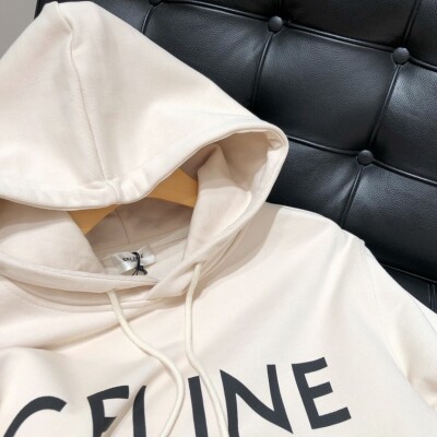 Hoodie Celine Basic Logo White Black Ss2022
