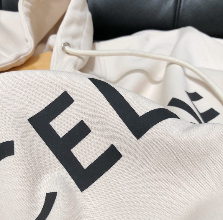 Hoodie Celine Basic Logo White Black Ss2022