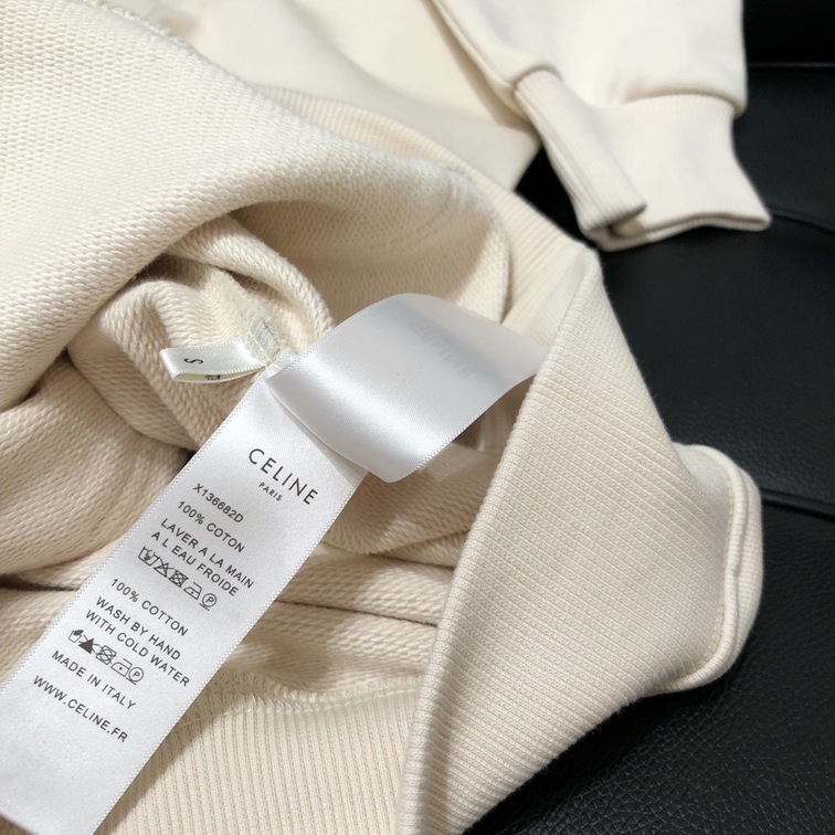 Hoodie Celine Basic Logo White Black Ss2022