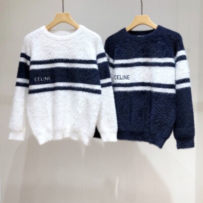 Sweaters Celine Wool Logo Oblique White Black