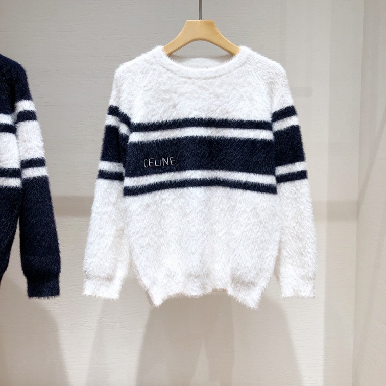 Sweaters Celine Wool Logo Oblique White Black