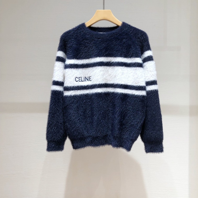 Sweaters Celine Wool Logo Oblique White Black