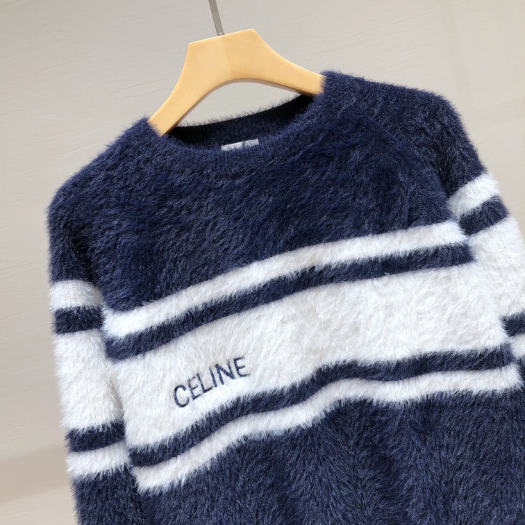 Sweaters Celine Wool Logo Oblique White Black