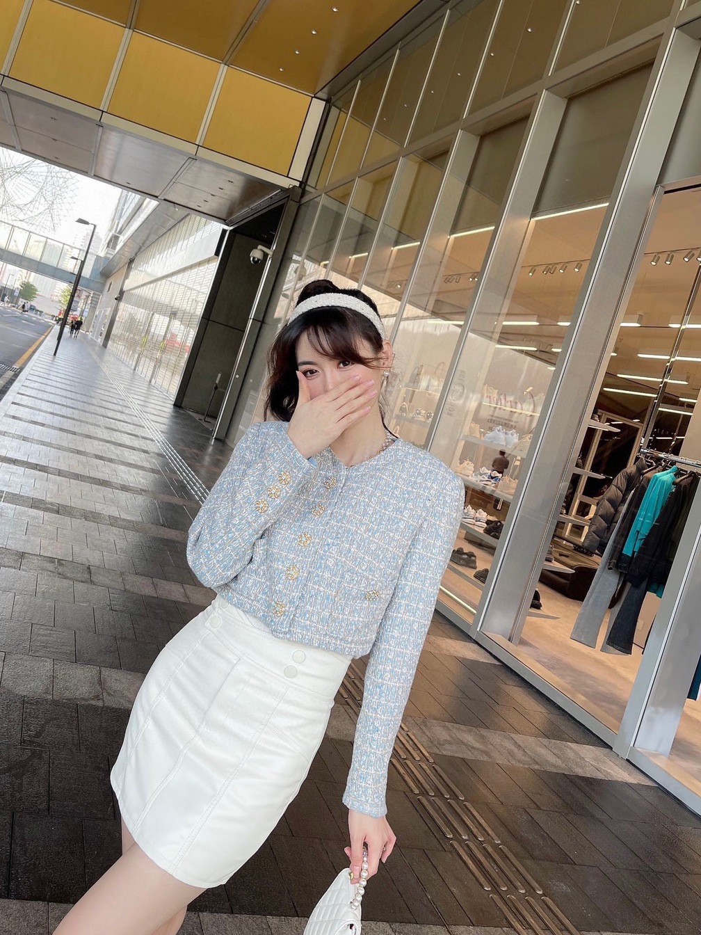 Croptop Vest Chanel Blue Tweed Ss2022