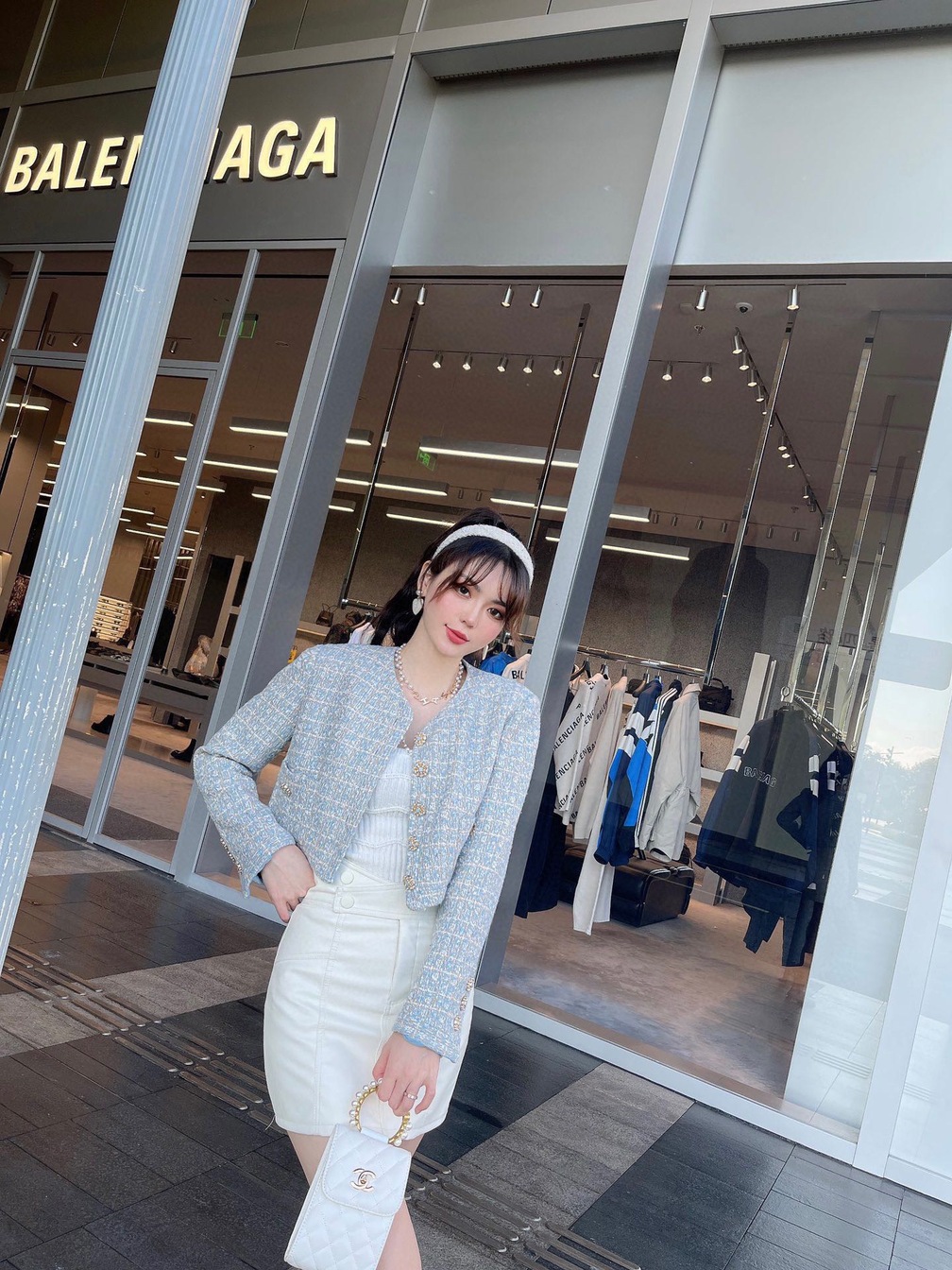 Croptop Vest Chanel Blue Tweed Ss2022