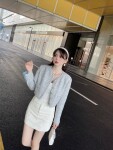 Croptop Vest Chanel Blue Tweed Ss2022