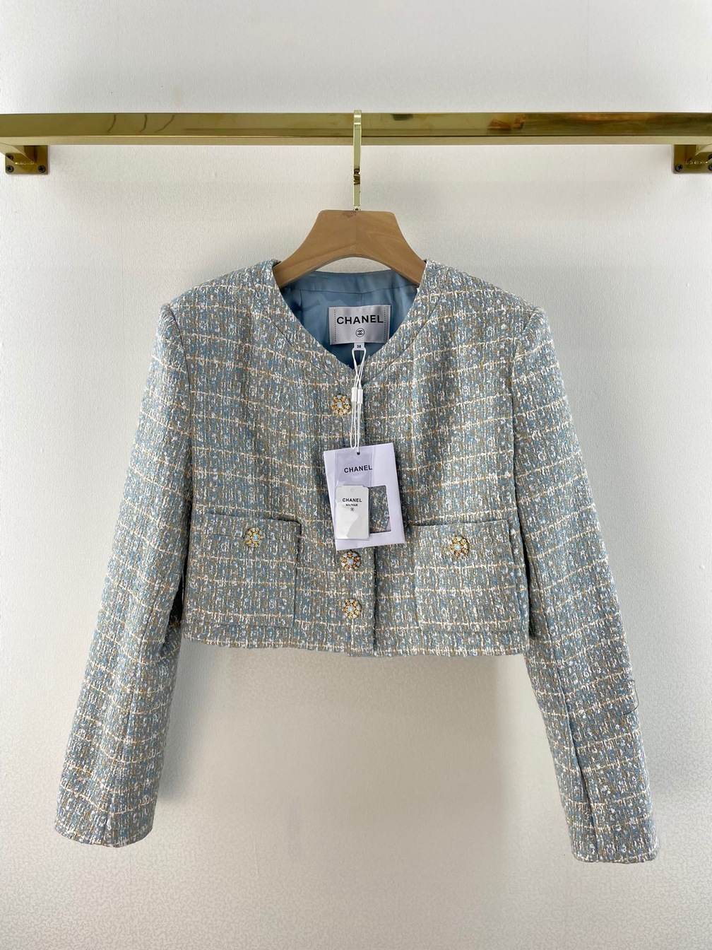 Croptop Vest Chanel Blue Tweed Ss2022