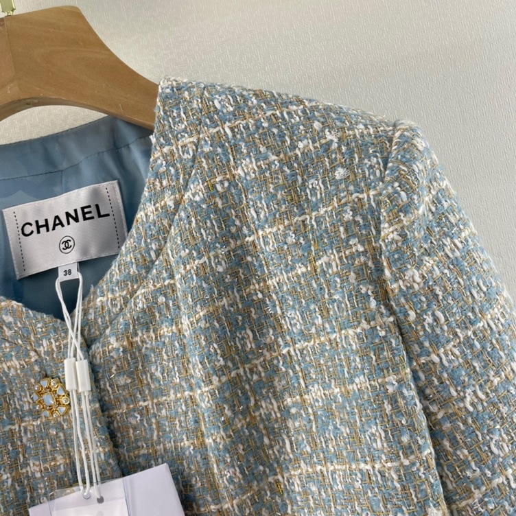 Croptop Vest Chanel Blue Tweed Ss2022