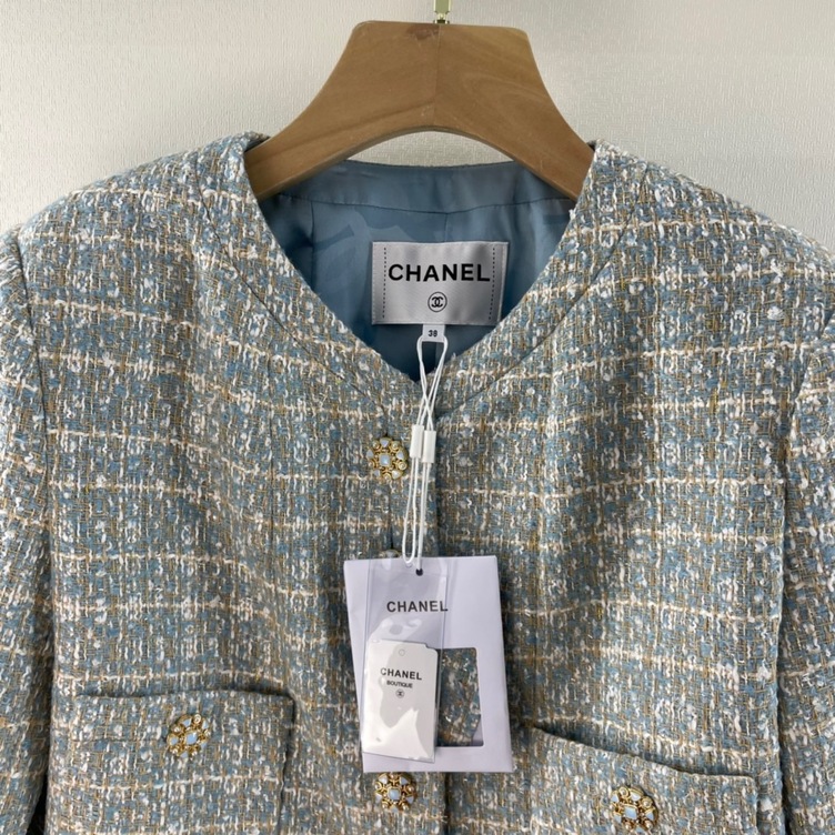 Croptop Vest Chanel Blue Tweed Ss2022